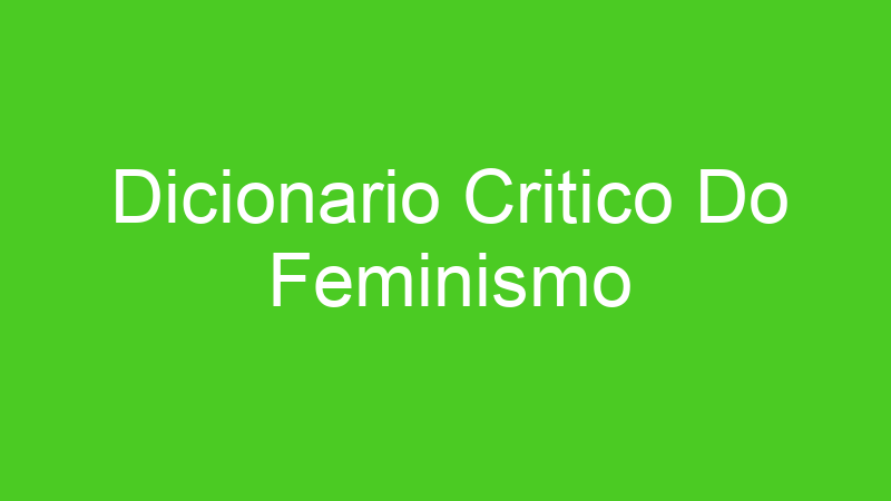 Dicionario Critico Do Feminismo