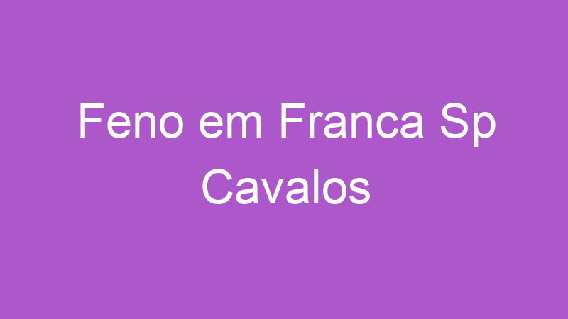 Feno em Franca Sp Cavalos | Tenho Tudo Sobre