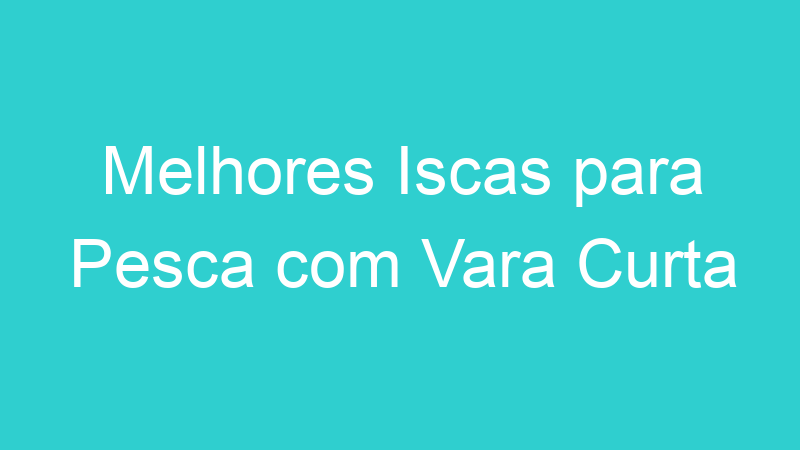 Melhores Iscas para Pesca com Vara Curta