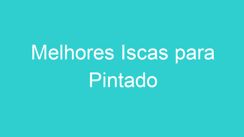 Melhores Iscas para Pintado