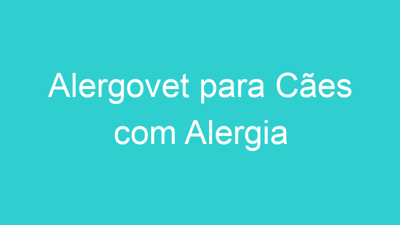 Alergovet para Cães com Alergia