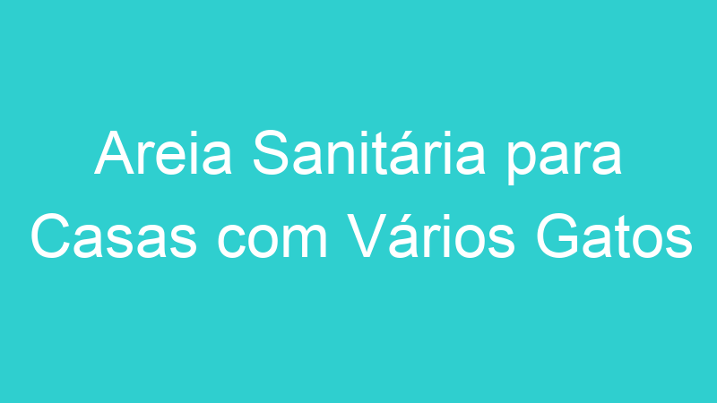 Areia Sanitária para Casas com Vários Gatos