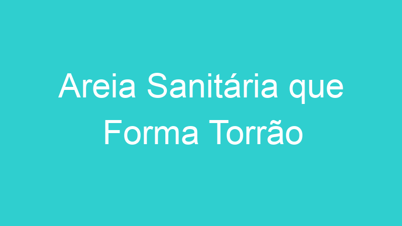 Areia Sanitária que Forma Torrão