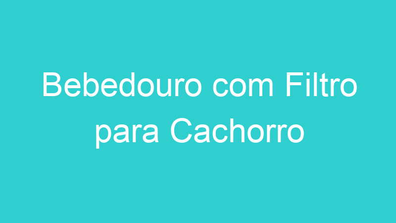 Bebedouro com Filtro para Cachorro