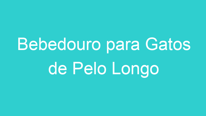 Bebedouro para Gatos de Pelo Longo