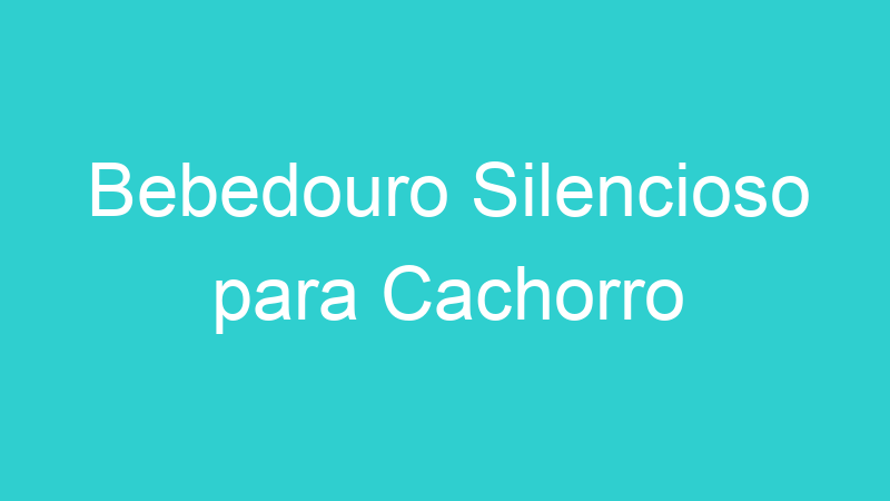 Bebedouro Silencioso para Cachorro