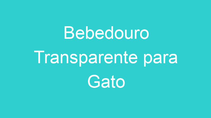 Bebedouro Transparente para Gato