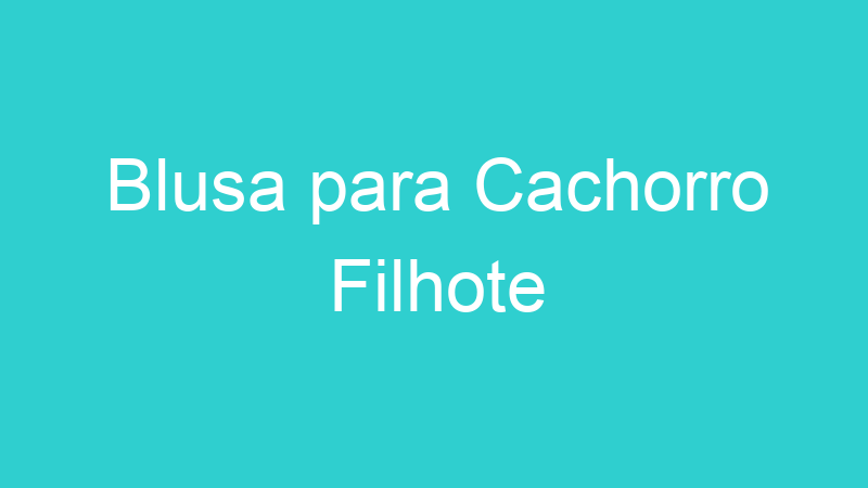 Blusa para Cachorro Filhote