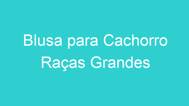 Blusa para Cachorro Raças Grandes