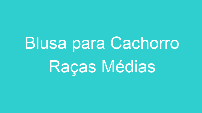 Blusa para Cachorro Raças Médias