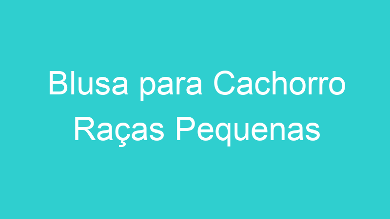 Blusa para Cachorro Raças Pequenas