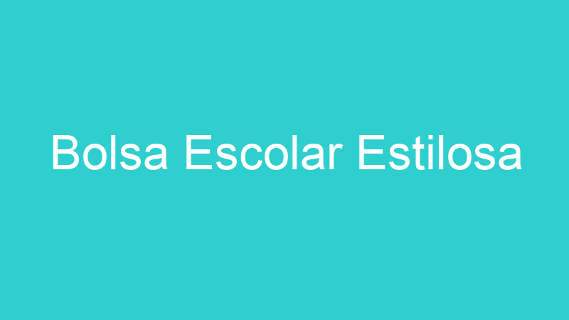 Bolsa Escolar Estilosa