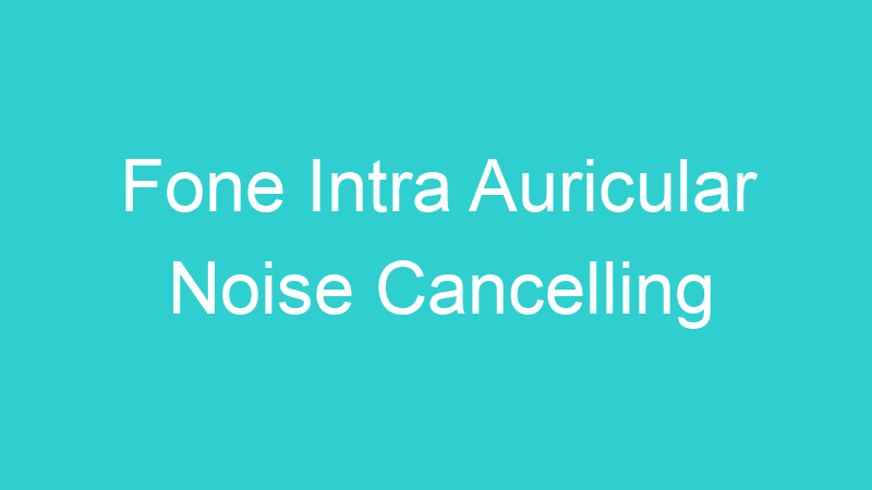 Fone Intra Auricular Noise Cancelling