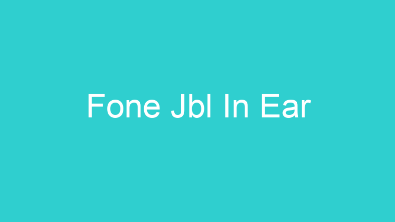 Fone Jbl In Ear