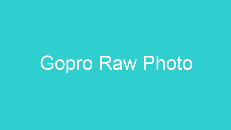 Gopro Raw Photo