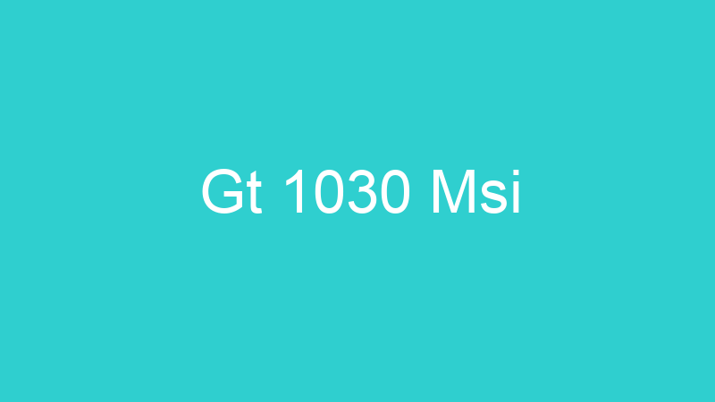 Gt 1030 Msi