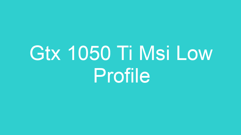 Gtx 1050 Ti Msi Low Profile