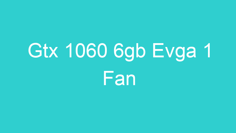 Gtx 1060 6gb Evga 1 Fan