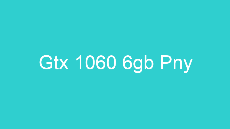 Gtx 1060 6gb Pny