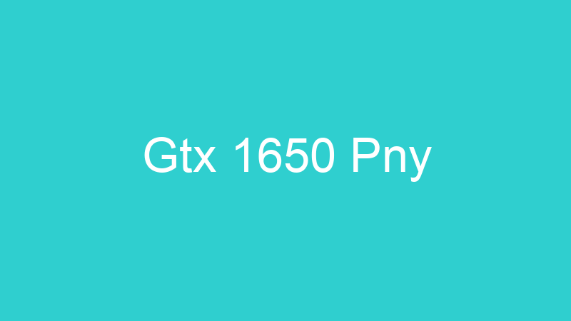 Gtx 1650 Pny