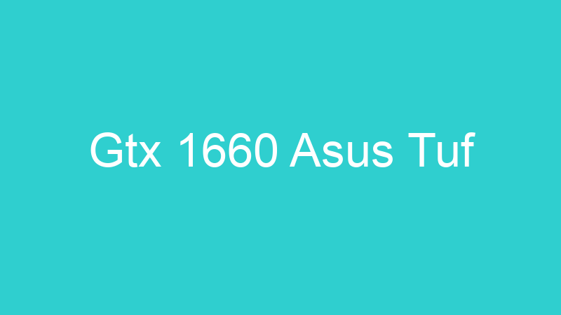 Gtx 1660 Asus Tuf