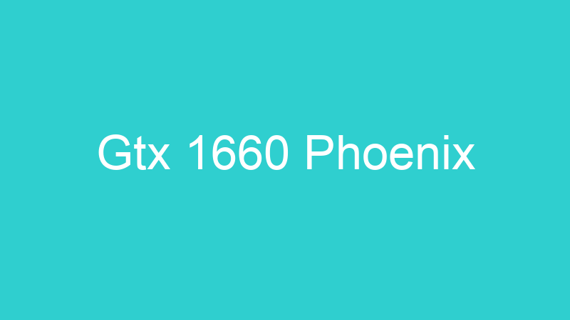 Gtx 1660 Phoenix