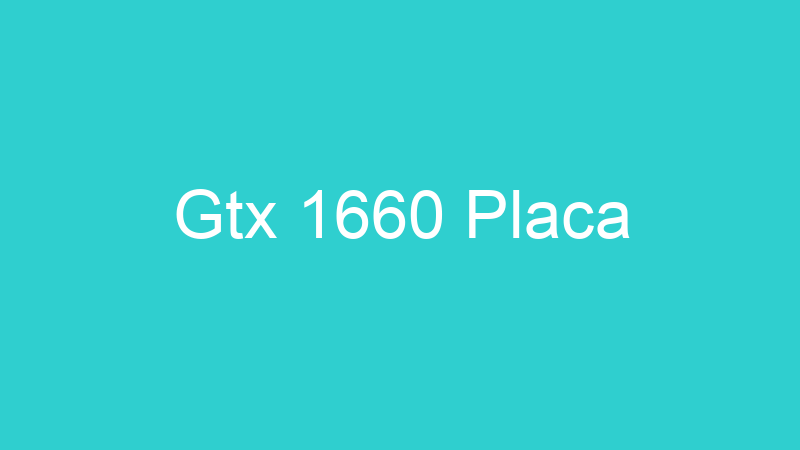 Gtx 1660 Placa