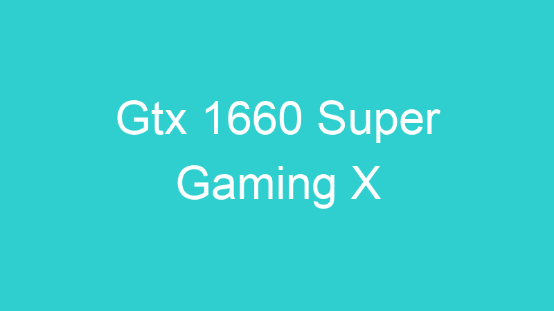 Gtx 1660 Super Gaming X