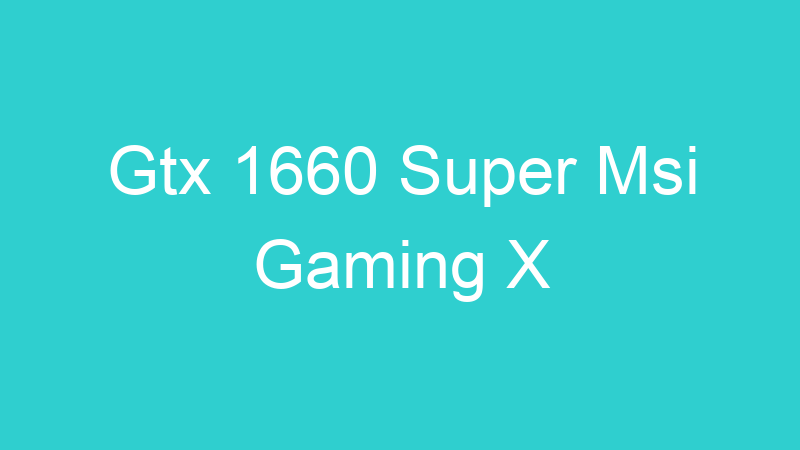 Gtx 1660 Super Msi Gaming X