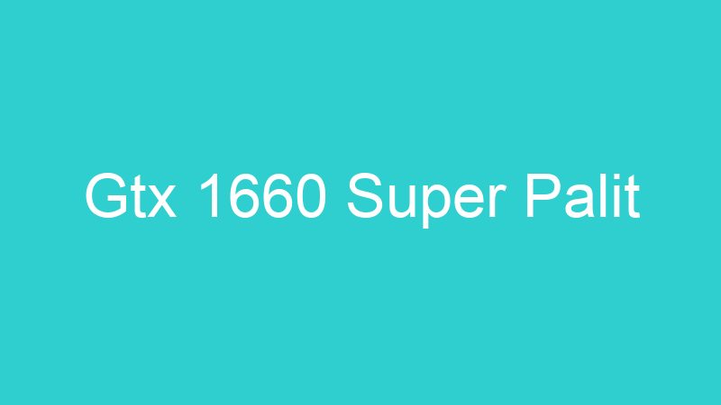Gtx 1660 Super Palit