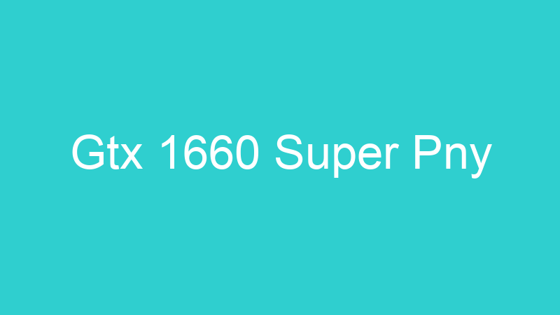 Gtx 1660 Super Pny