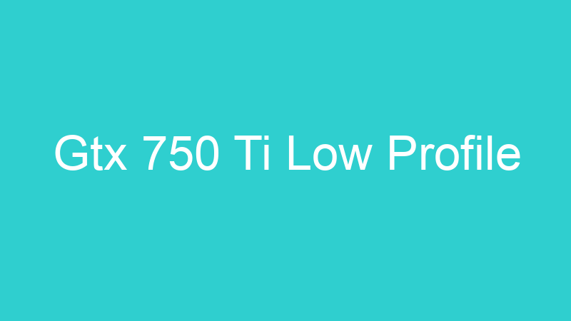 Gtx 750 Ti Low Profile
