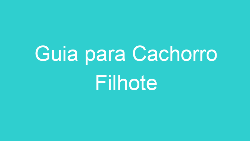 Guia para Cachorro Filhote