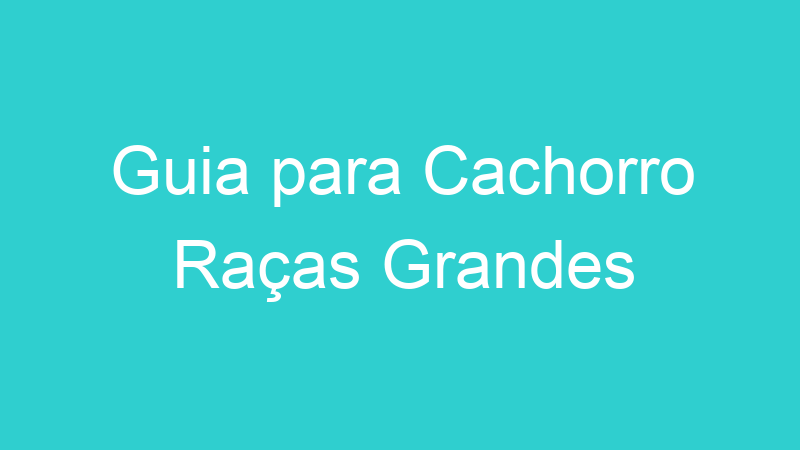 Guia para Cachorro Raças Grandes