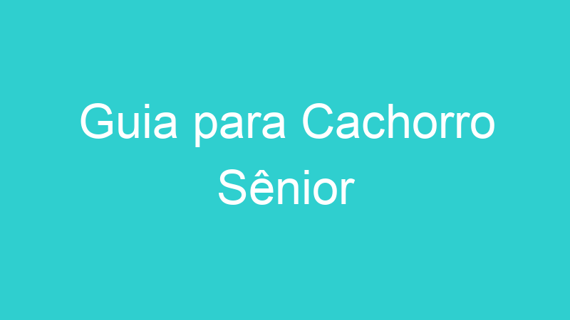 Guia para Cachorro Sênior