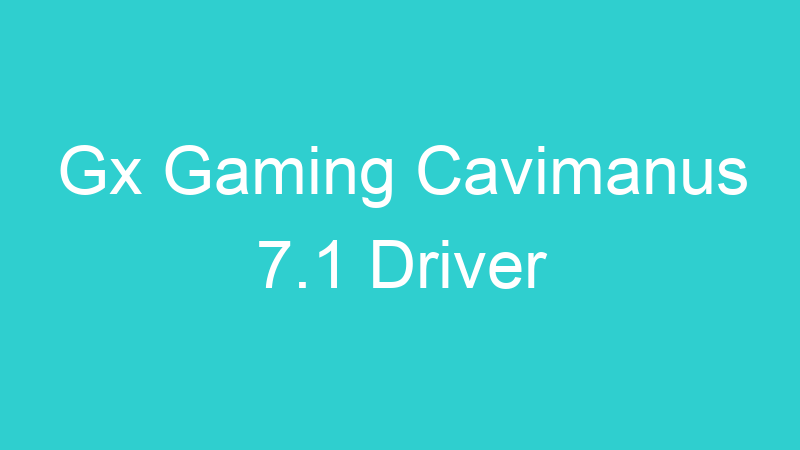 Gx Gaming Cavimanus 7.1 Driver
